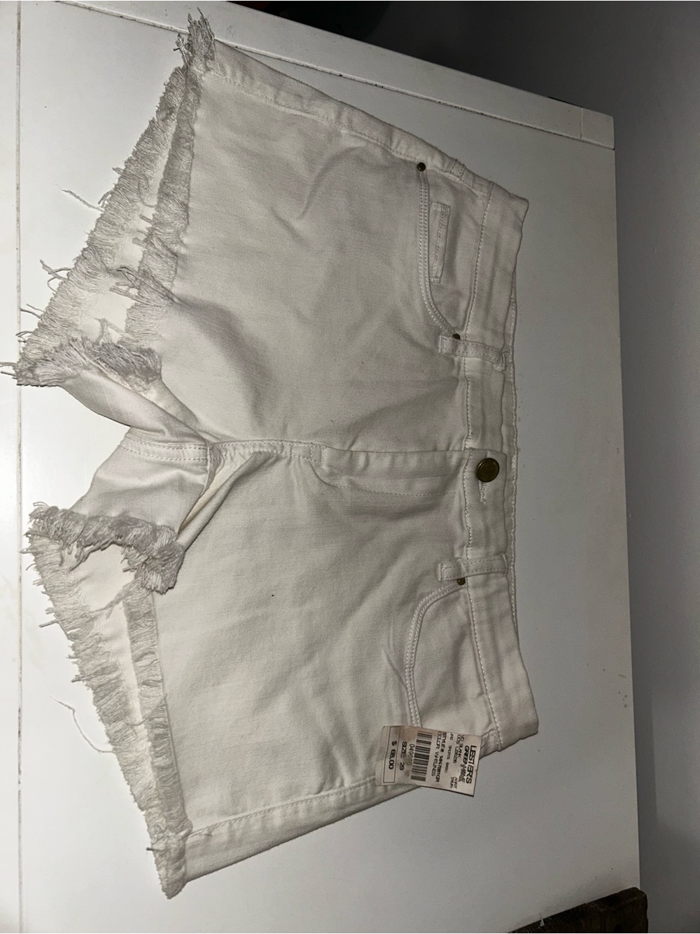 Blank NYC White Frayed Hem Denim Cutoff Shorts